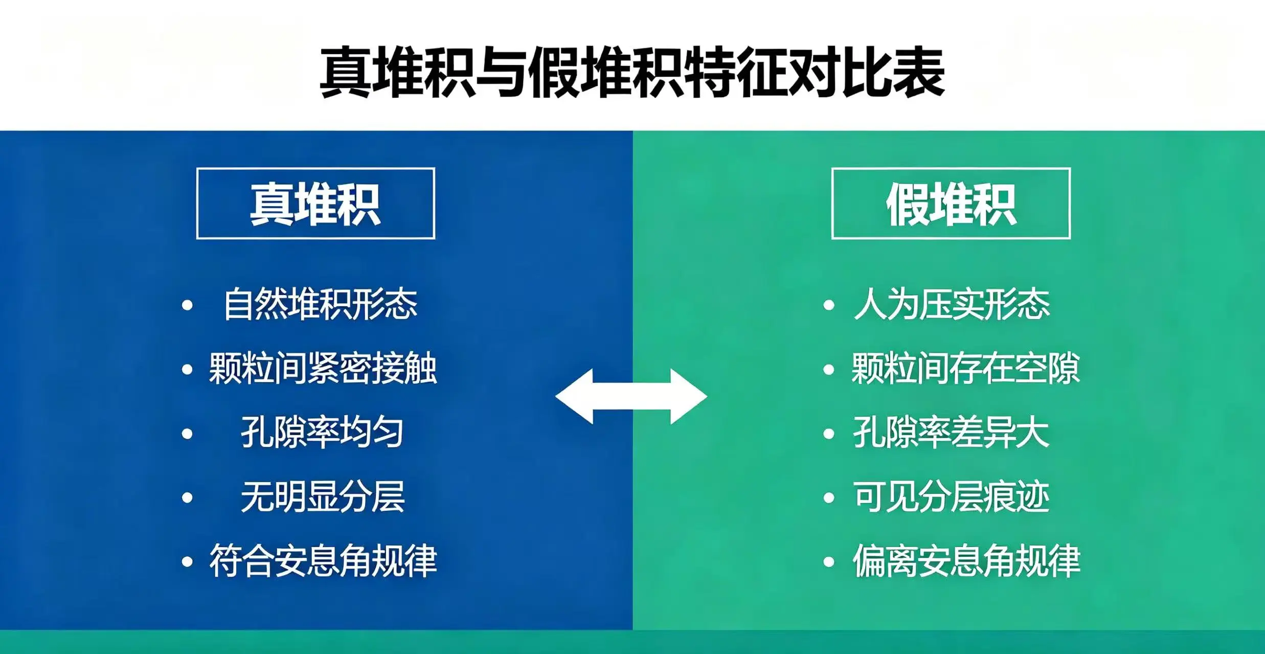 真堆积和假堆积特征对比图。 真堆积和假堆积特征对比图。