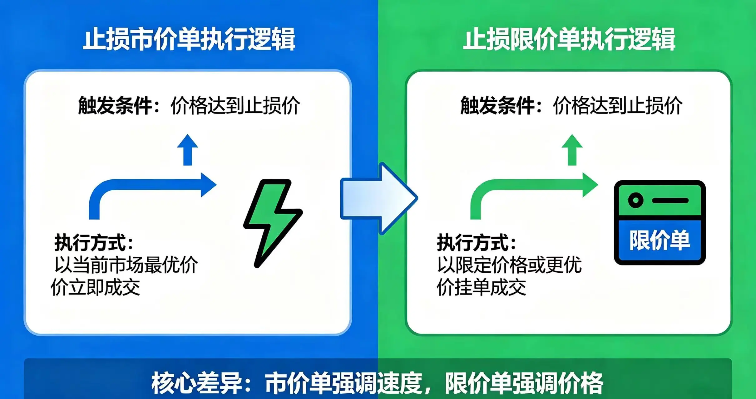 止损市价单与限价单执行逻辑对比
