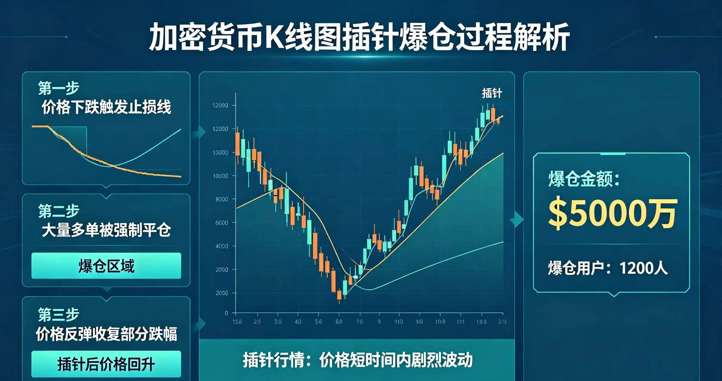 加密货币 K 线图插针爆仓过程