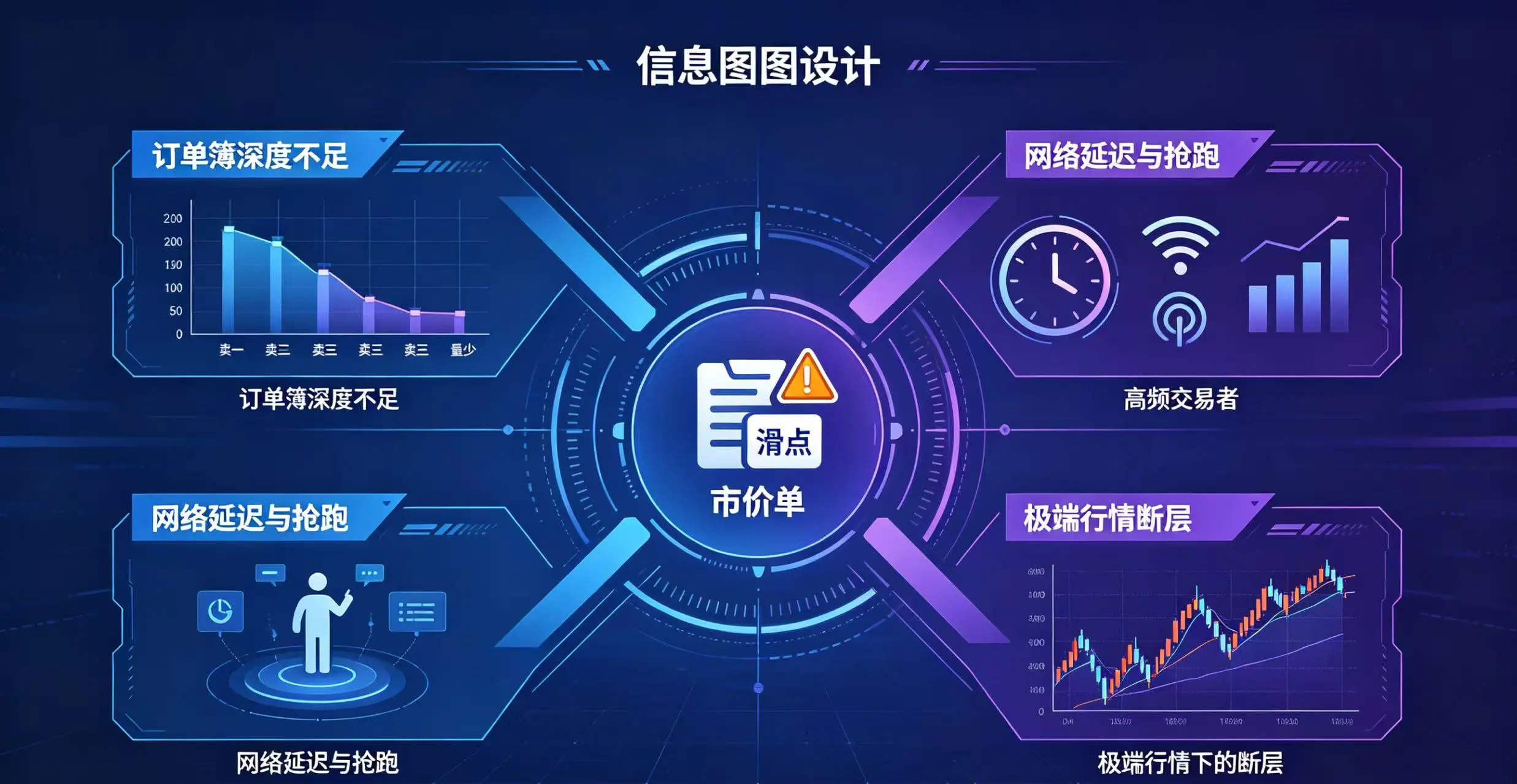 展示市价单滑点的三个主要来源